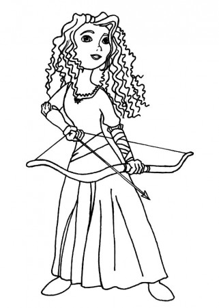 Princess Merida Prepare With Her Arrow And Bow Coloring Pages ...