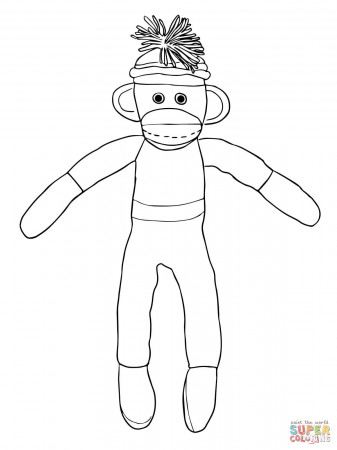 Christmas Sock Monkey coloring page