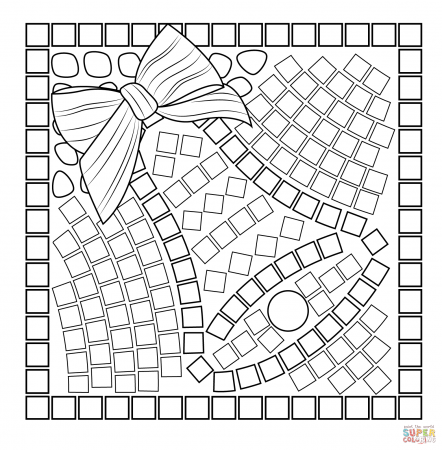 Mosaic heart coloring page | Free Printable Coloring Pages