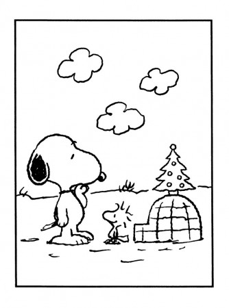 Snoopy and Woodstock - Peanuts Christmas Coloring Pages
