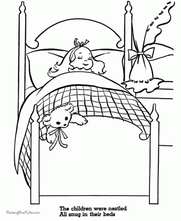 Christmas Coloring Page Printables - Off to bed!