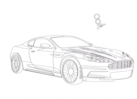 How To Draw James Bonds Aston Martin Car Sketch Coloring Page