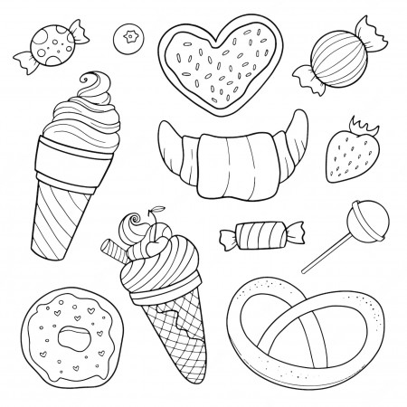 dessert and candy coloring page