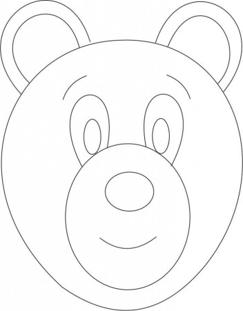 Bear mask printable coloring page for kids