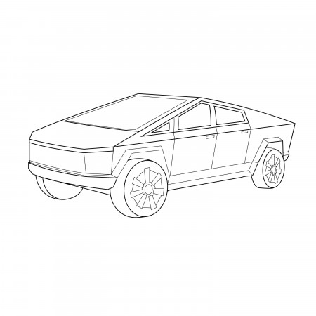 cybertruck line drawing | Tesla, Line art vector, Truck coloring pages