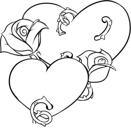 Coloring Pages Hearts Roses