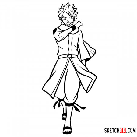 How to draw Natsu Dragneel full growth | Fairy Tail - Step by step ...