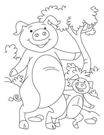 Pig with its piglet coloring pages | Download Free Pig with its 