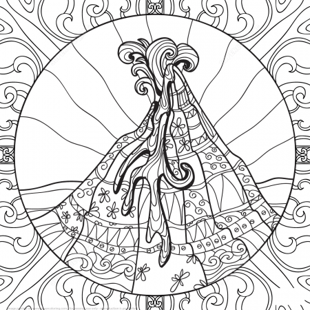 Volcano Zentangle Adults Coloring Pages - Coloring Cool