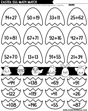 Easter Egg Math Match Double Digit Addition – Dorky Doodles