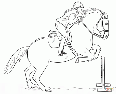 Jumping Horse with Rider coloring page | Free Printable Coloring Pages