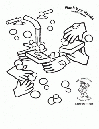 Kindergarten Free Coloring Pages Of Hand Wash Steps, Step Washing ...