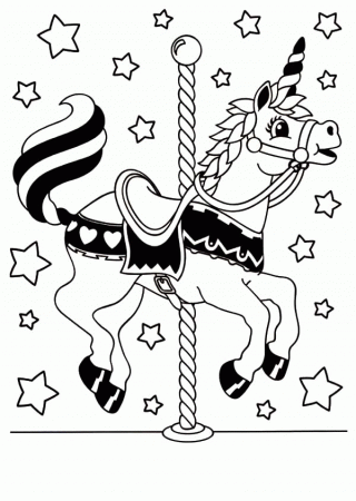 Carousel Unicorn Horse Coloring Pages: Carousel Unicorn Horse ...