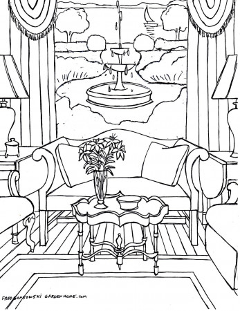 Coloring pages for Adults… Some Drawings of Living Rooms for ...