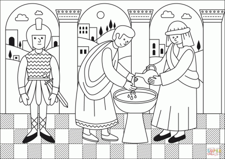 Pilate Washing Hands coloring page | Free Printable Coloring Pages