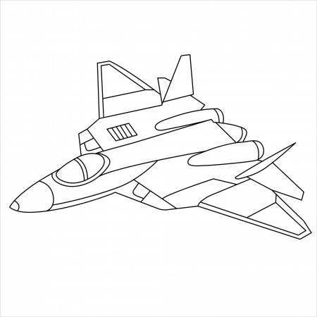 Premium Vector | Military aircraft coloring book for children and adults  air fighter outline design cartoon airplane
