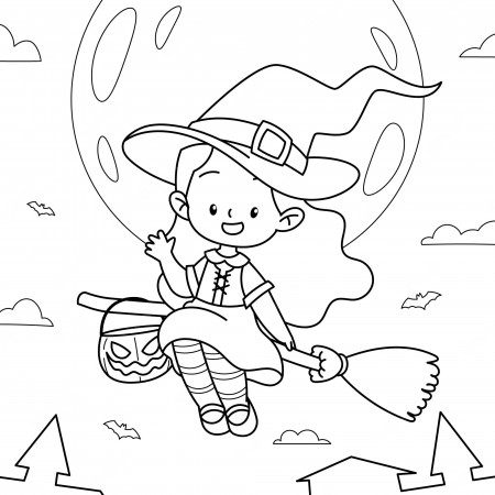Free Vector | Halloween celebration coloring page illustration