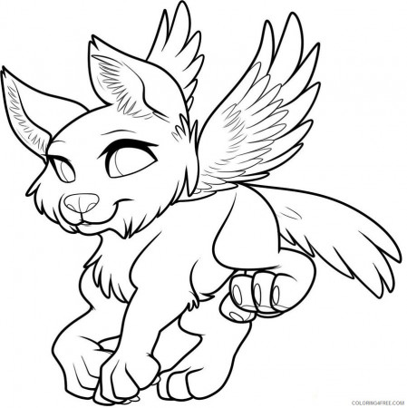 winged wolf pup coloring pages Coloring4free - Coloring4Free.com