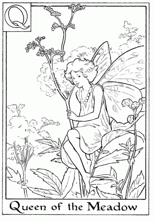 Letter Q For Queen Of The Meadow Flower Fairy Coloring Page ...