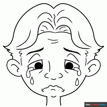Crying Face Coloring Page | Easy Drawing Guides