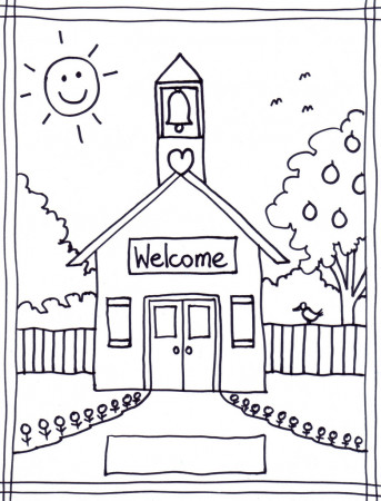 Schoolhouse Printable Coloring Page