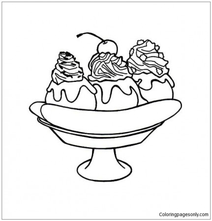 Banana Split For Dessert Coloring Page - Free Coloring Pages Online