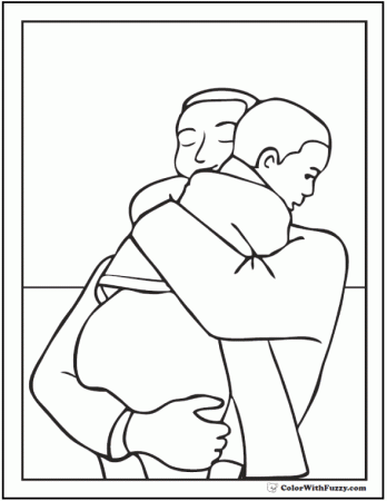 Father's Day Hug Coloring Card: I Love My Dad!
