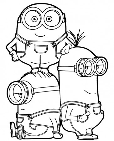 Bob Stuart Kevin free coloring page to print three Minions together