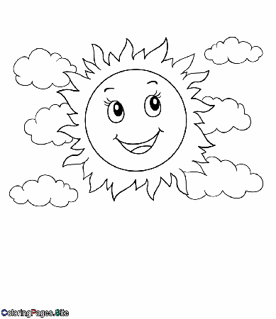 Spring sunshine clearing the clouds coloring page