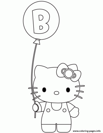 Print hello kitty b for balloon Coloring pages