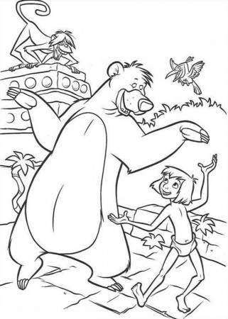 Baloo Teach Mowgli How to Dance in Jungle Book Coloring Pages ...