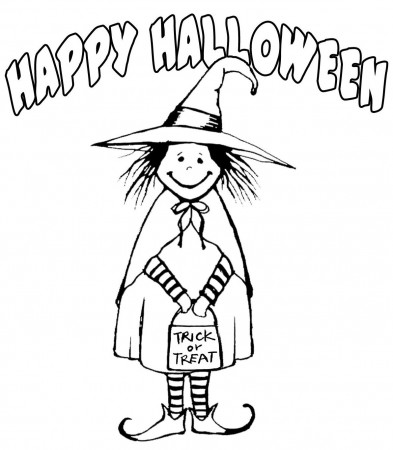 Witch Costume Happy Halloween Coloring Pages Printable Free ...