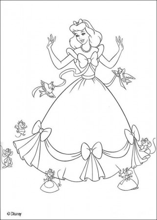 Cinderella coloring book pages - Cinderella dressing up