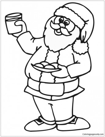 Santa loves his milk and cookies on Christmas eve Coloring Page - Free Coloring  Pages Online