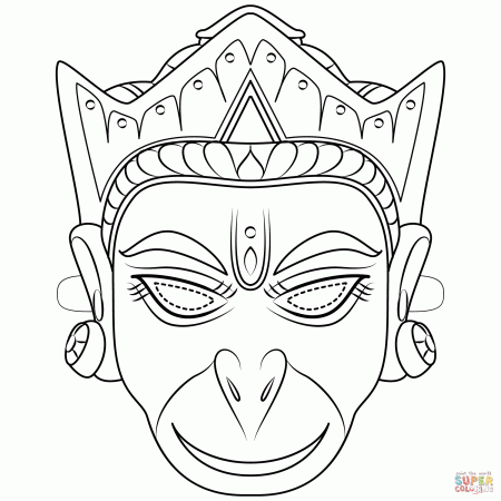 Hanuman Mask coloring page | Free Printable Coloring Pages