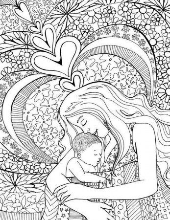 Mom And Baby After Birth Coloring Page