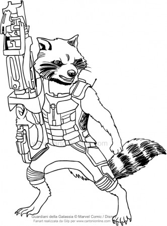 Drawing Rocket Raccoon (Guardians of the Galaxy) coloring page