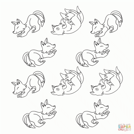 Cute Fox Cub Pattern coloring page | Free Printable Coloring Pages