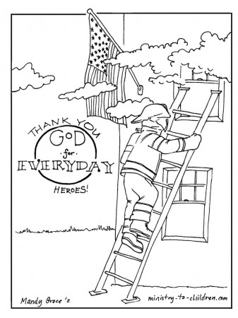 Firefighter Coloring Page (Thank God for Everyday Heroes)