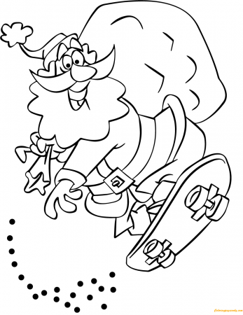Santa Claus Skateboarding Coloring Page - Free Coloring Pages Online
