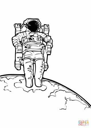 Astronaut in The Outer Space coloring page | Free Printable ...