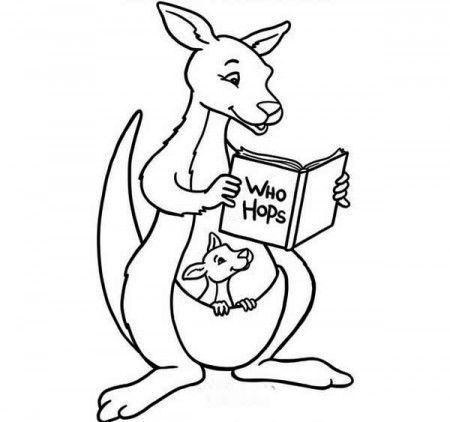 Mother Kangaroo Reading Her Son a Book on Australia Day Coloring ...