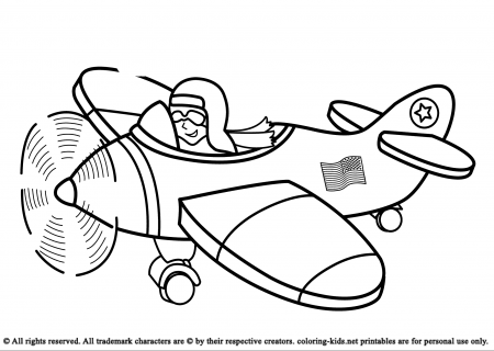 Airplane And Pilot | Airplane coloring pages, Coloring pages ...