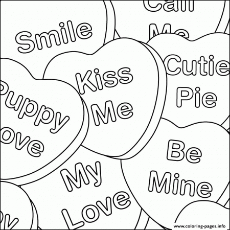 Valentine Heart My Love Kiss Be Mine Coloring Pages Printable