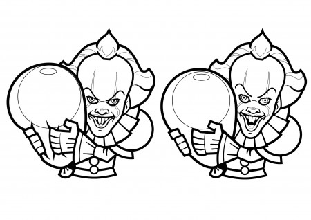 Cartoon drawings of Pennywise - Halloween Adult Coloring Pages