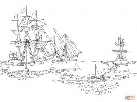 Ships of Columbus coloring page | Free Printable Coloring Pages