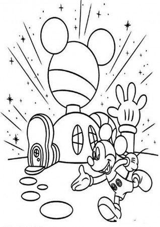 Mickey In Front of His Clubhouse Coloring Page: Mickey In Front of ...