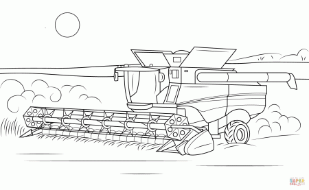 John Deere Combine coloring page | Free Printable Coloring Pages