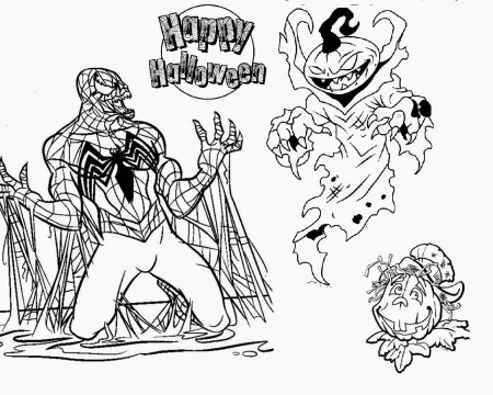 Evil Spiderman Scary Pumpkin Halloween Coloring Pages Not ...