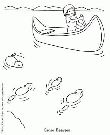 Summer Coloring - Kids Canoeing on a Lake Coloring Page Sheets of the  Summer Season | HonkingDonkey